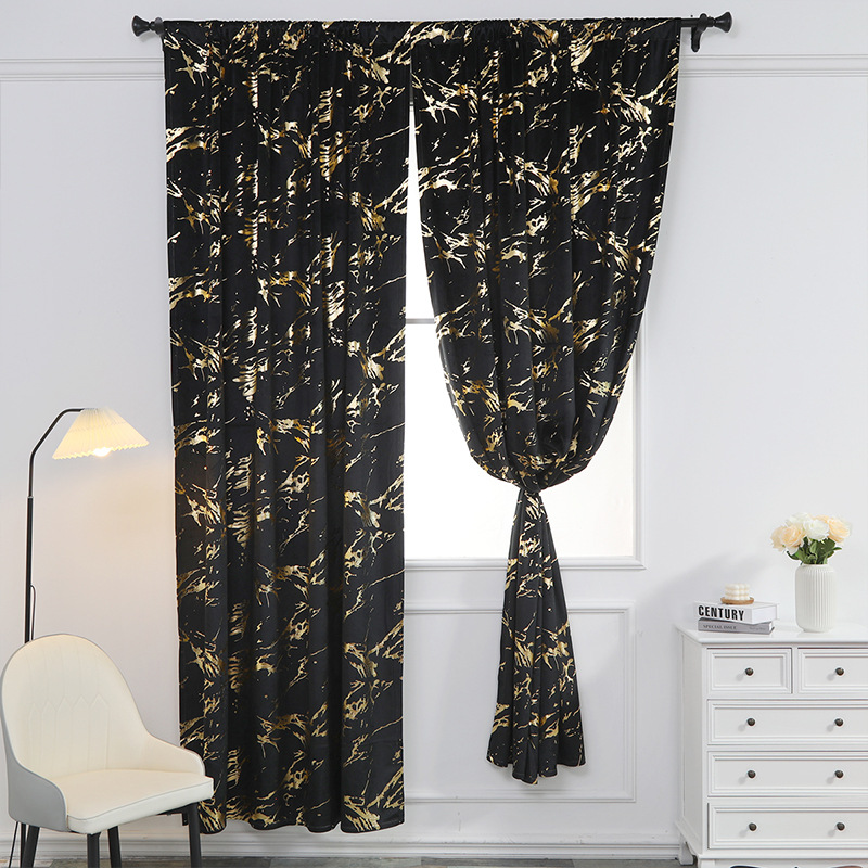 Gold-embossed Blackout Curtains, Simple Modern Design For Living Room And Bedroom_voghion.com
