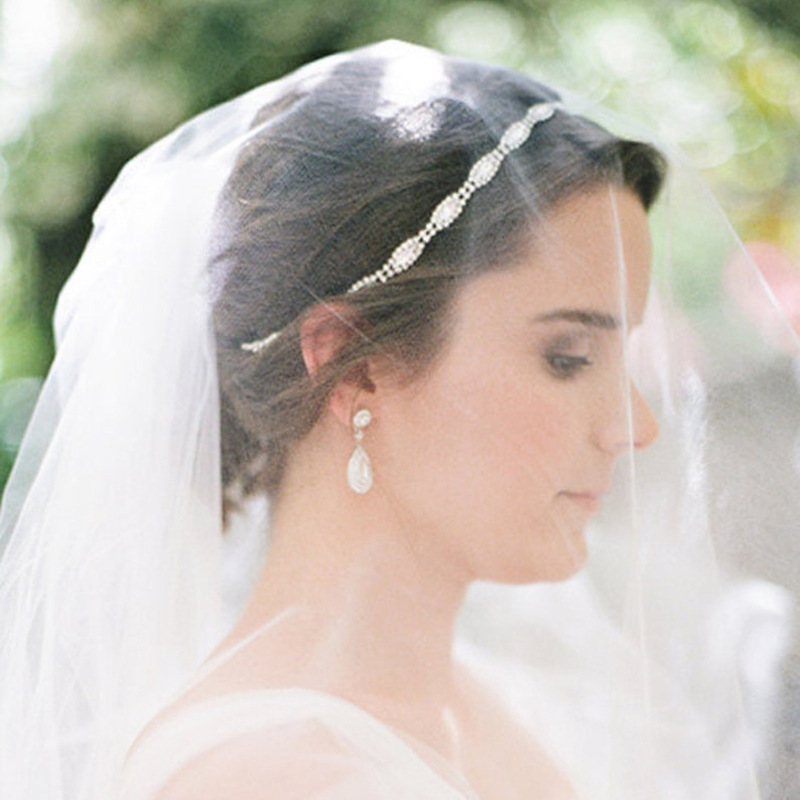 new hair chain metal alloy rhinestone chain headband hair accessories bride wedding simple headdress female headd_voghion.com