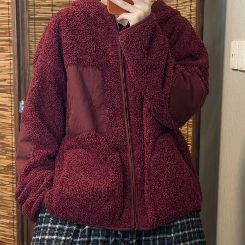 2025 New Winter Hot Style Warm and Fashionable Pure Color Zipper Plush Polar Fleece Jacket Women's Casual Top 9692