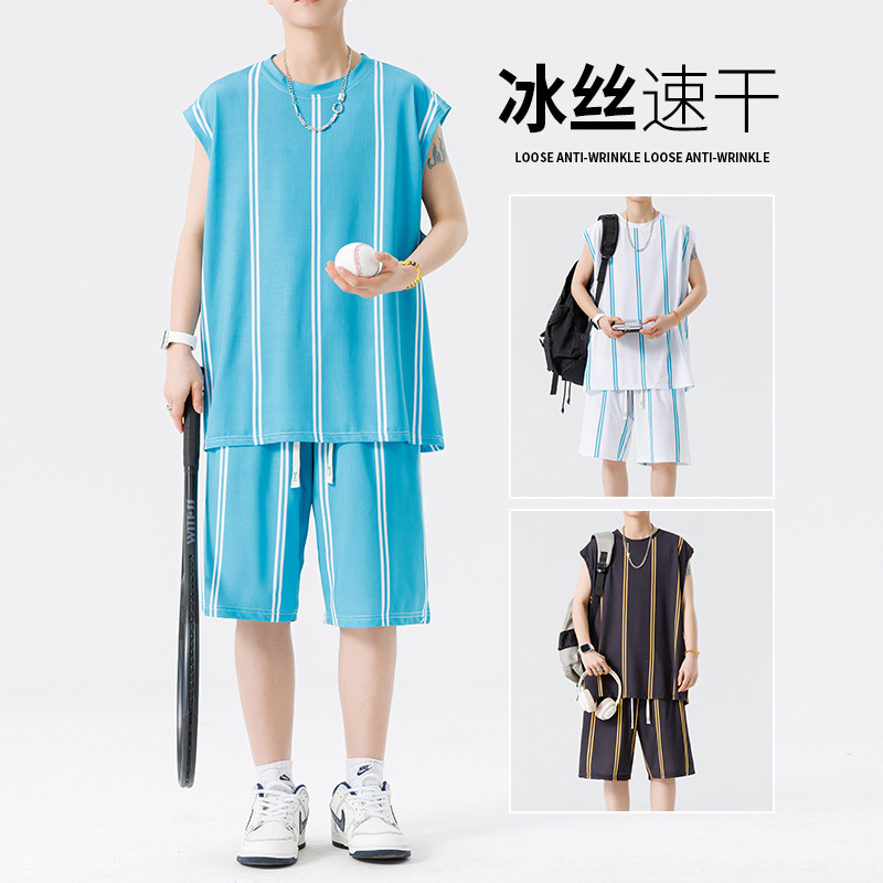 2025 verano nuevo traje deportivo hombre ropa de secado rápido correr ropa deportiva casual suelta hombre acondicionamiento de verano