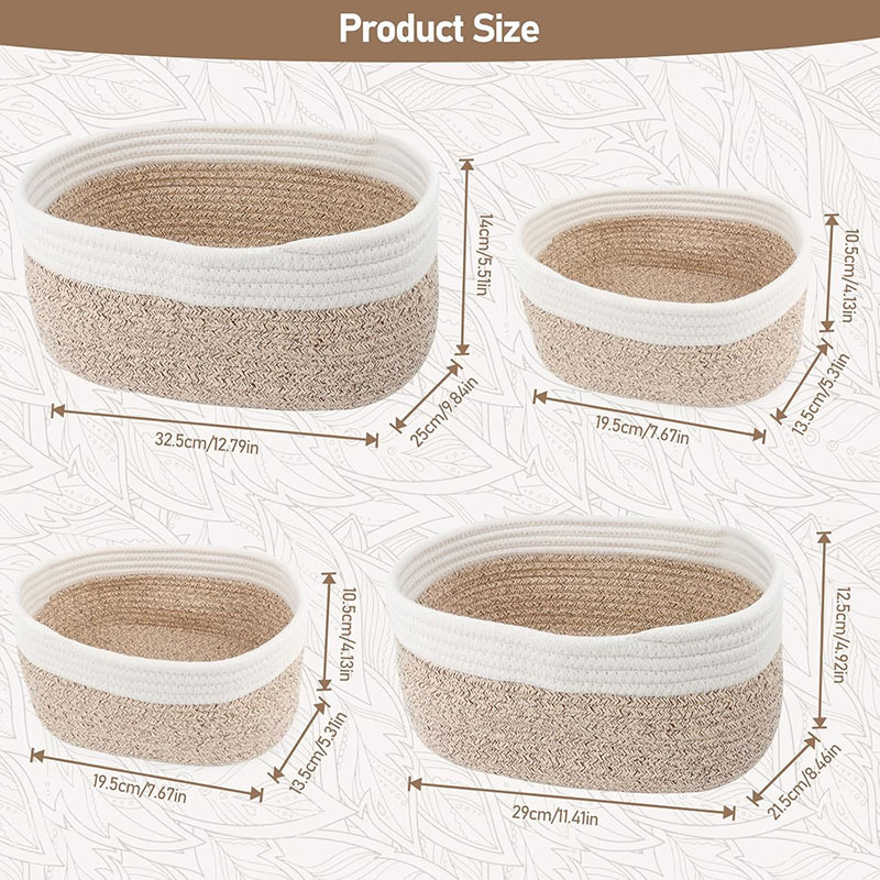 Cesta tejida de cuerda de algodón hecha a mano al estilo japonés Cesta de almacenamiento de artículos diversos para ropa Cesta de almacenamiento de bocadillos domésticos Juego de cuatro piezas transfronterizo