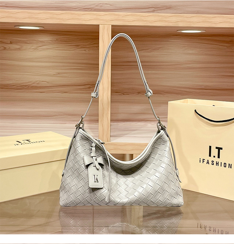 Túi tote nữ dệt vân cỡ lớn đi làm đeo vai — màu trắng ngà, màu đen, màu xám chi tiết 21