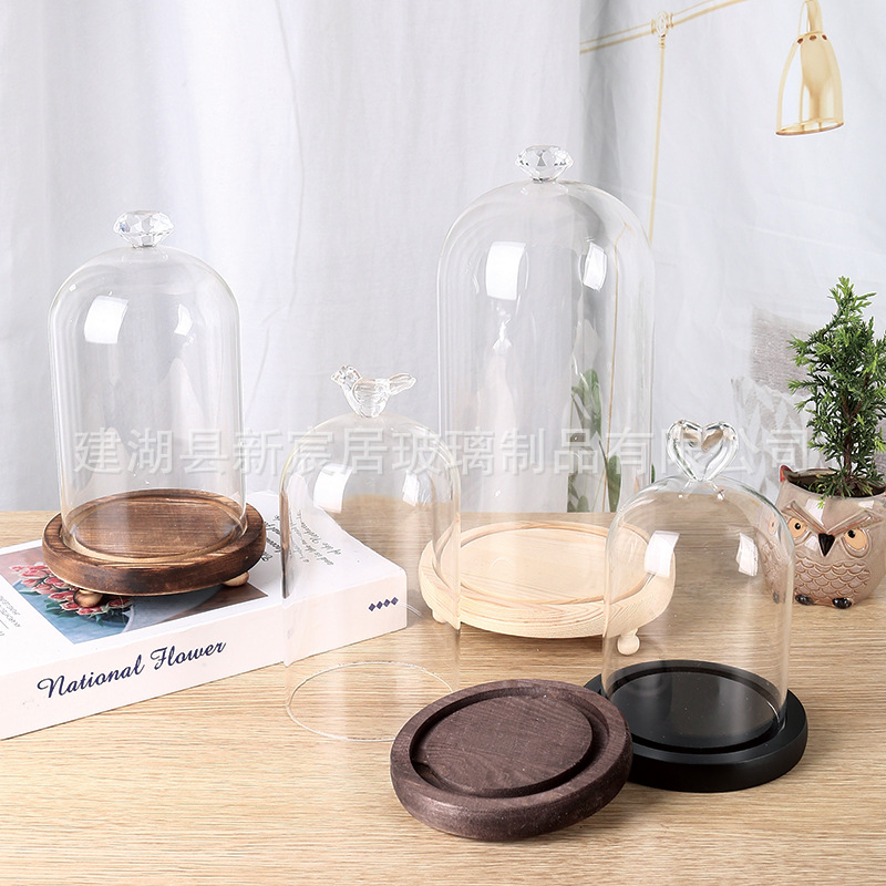 Venta al por mayor amor cubierta de vidrio cubierta de polvo transparente micro paisaje Pantalla de vidrio cubierta de escritorio adornos hechos a mano