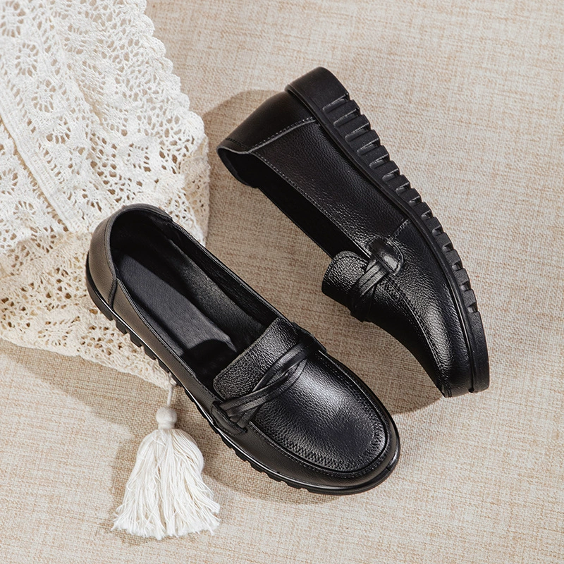 Женские туфли из натуральной кожи повседневные женские одиночные туфли