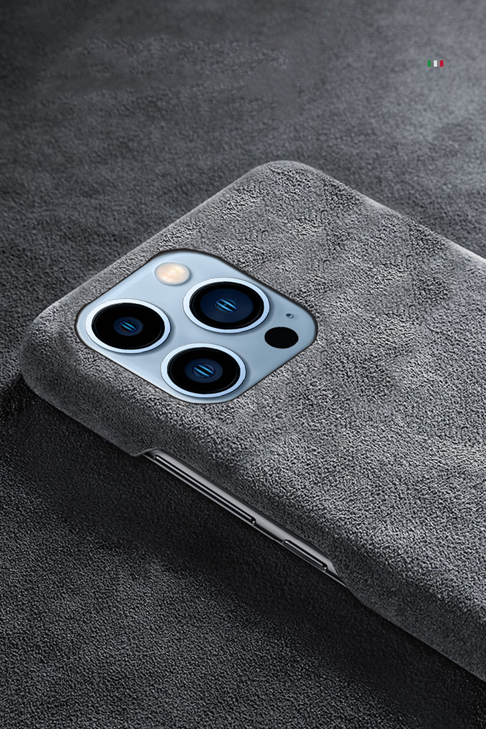 Ốp lưng da lộn cho iPhone 13 Pro, 12 Pro Max, 11, 14 – vỏ bảo vệ mềm mại, chống sốc — Màu đen, Màu cam, Màu xanh lá, Màu xanh đậm chi tiết 6