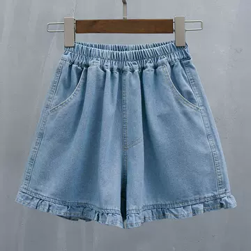 Large size denim shorts for women's summer 2023, thin, chubby mm, elastic waist, loose fit, high waist, slim and wide leg pants - ShopShipShake