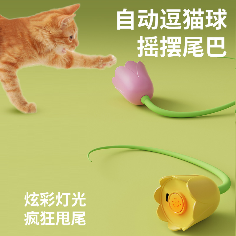 蜗牛造型自洁梳 猫咪玩具逗猫球电动小猫智能互动逗猫神器花朵造