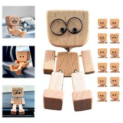 跨境新款Shaking Feet Wooden Doll木头人汽车装饰摆件现货