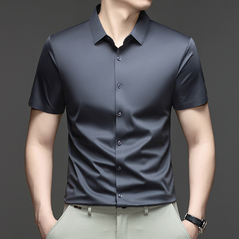 Men's Seamless Short-Sleeve Shirt for Summer, Casual T-Shirt, White Shirt for Dad, Half-Sleeve, Cross-Border Dropshipping