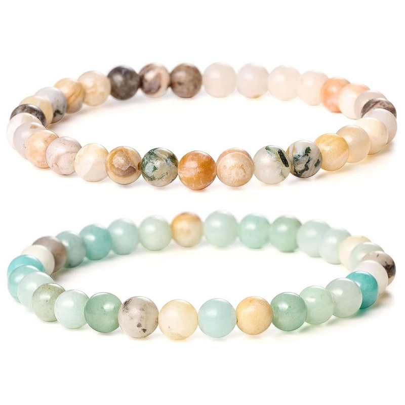European and American Cross-Border 8mm Natural Agate Beaded Bracelet, Colorful Jade Macaron Versatile Bracelet, Alxa Rainbow Bracelet