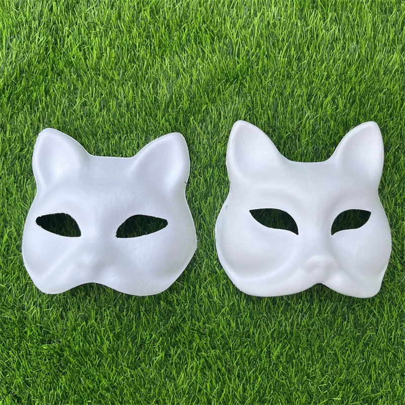 Спот поставка целлюлозы кот лицо маска лиса маска DIY белая маска с пустыми лентами эластичный поллица маска