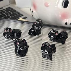 かわいいアニメは立体的な黒い猫のキーホルダーの趣味が柔らかい萌えバッグのストラップのカップルの親友のプレゼントです。