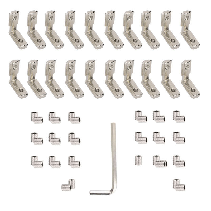 Aluminum Corner Slot Connector 2020/3030/4040/45 Built-In Corner Code L-Shaped Corner Piece Zinc Alloy Thickeneded Black