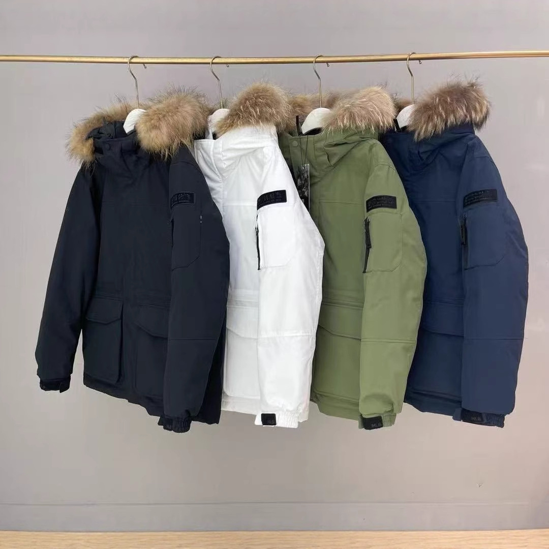 Ml* Classic Large-Label Fur Collar Casual Loose Thickeneded Outdoor Workwear down Jacket for Men and Women Couples