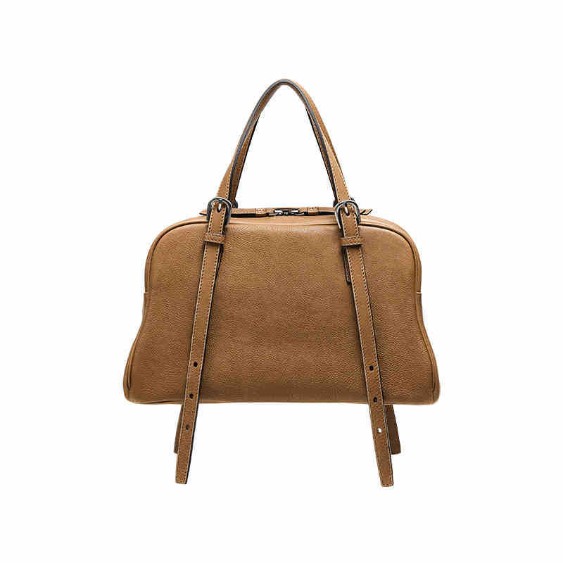 New Vegetable-Tanned Leather Luxury Bowling Bag For Women - Spring Retro Large Capacity Commuter Shoulder Handbag - Thumbnail 6