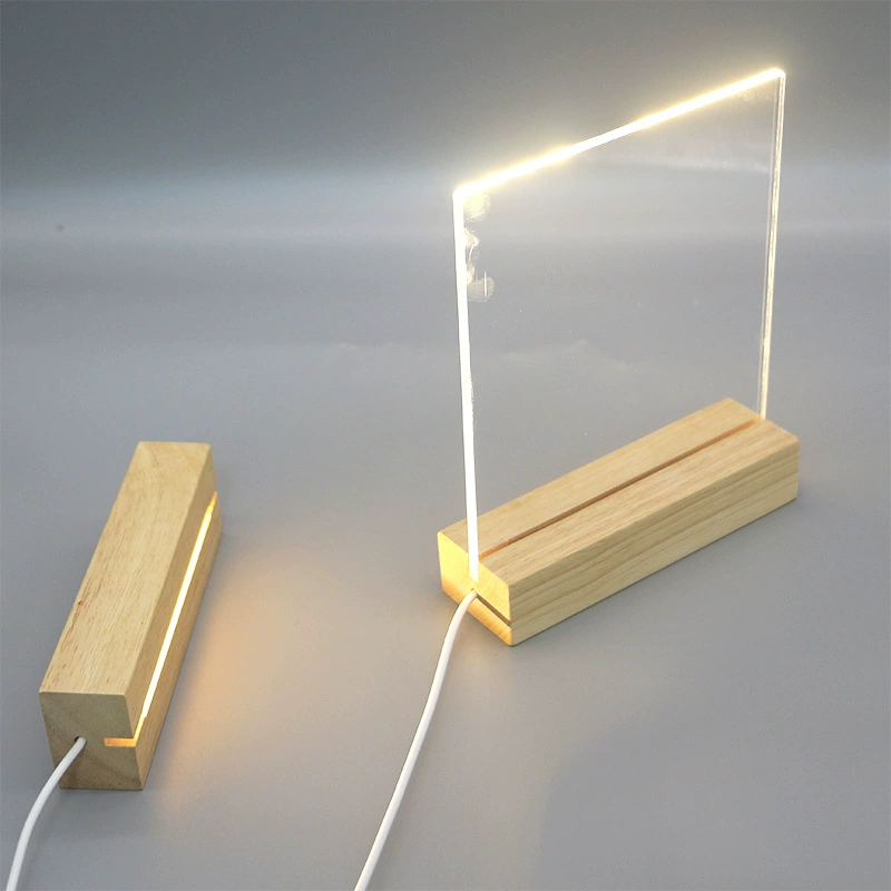 Твердая древесина прямоугольная светодиодная светящаяся деревянная основа ручной работы DIY креативная Ночная основа Подарочное украшение освещение