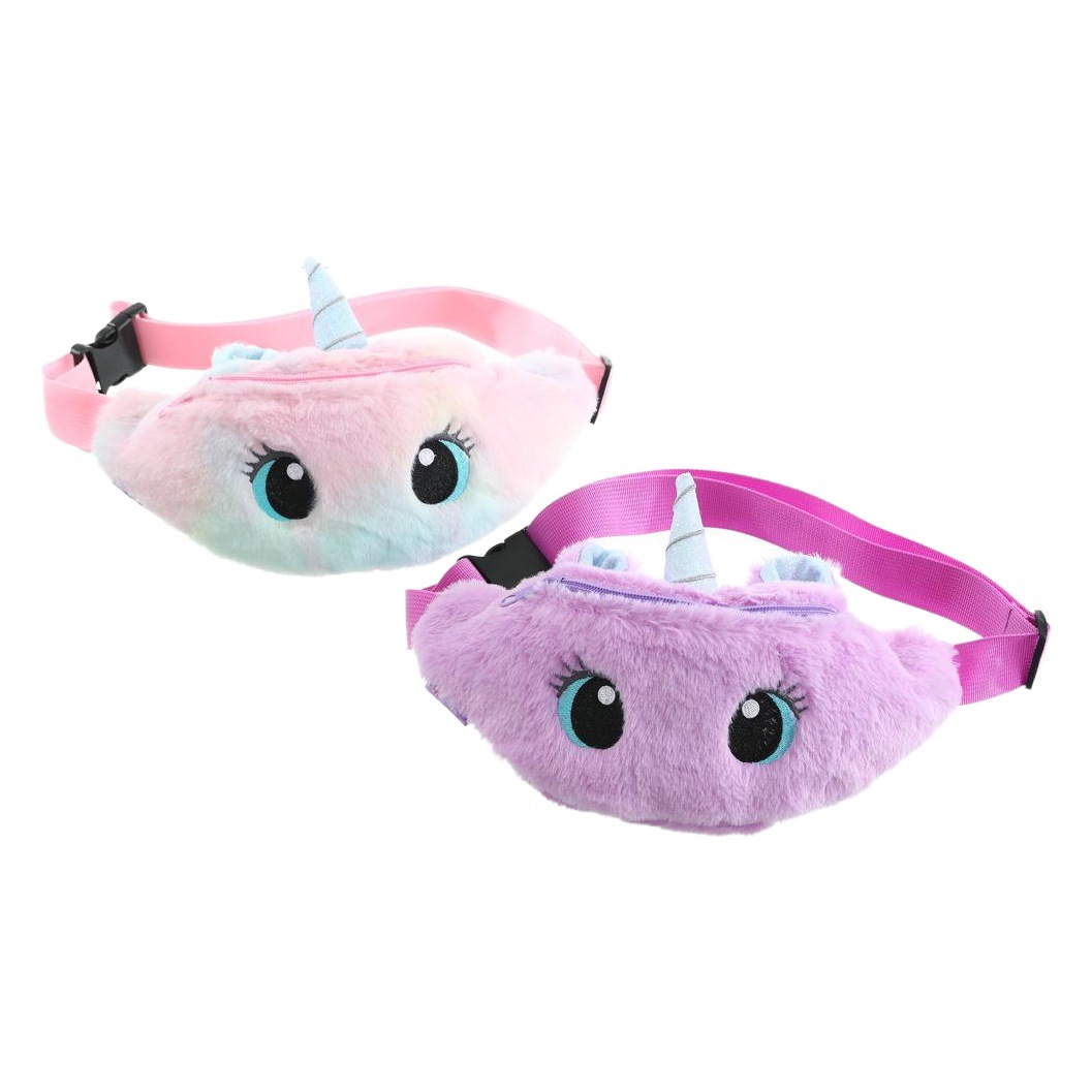 Unicornio de dibujos animados de felpa bolsa de hombro niña linda ojos grandes bolsa de cintura kindergarten niños bolsa de mensajero bolsa de pecho