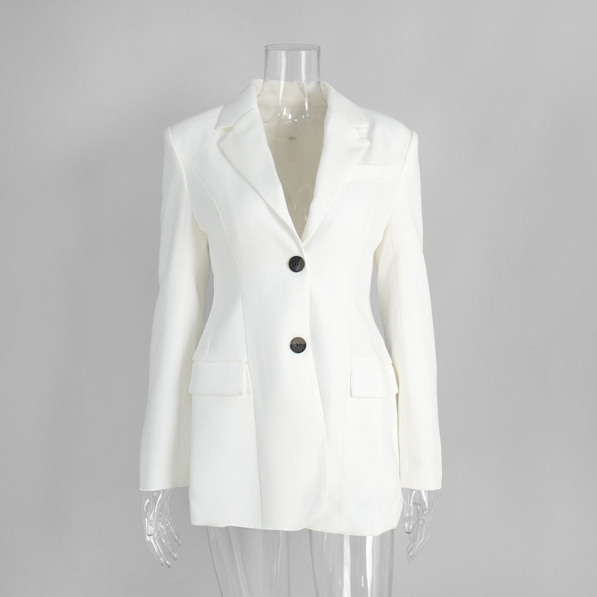 Getailleerde dames blazer met v-hals en elegante taille_voghion.com