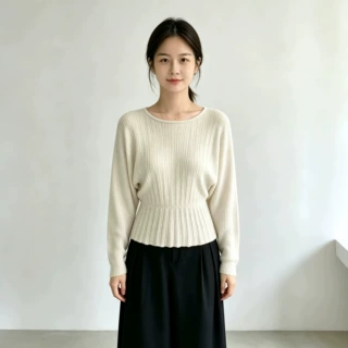 秋冬季新款设计感圆领收腰显瘦毛衣女韩系套头长袖针织打底衫上衣