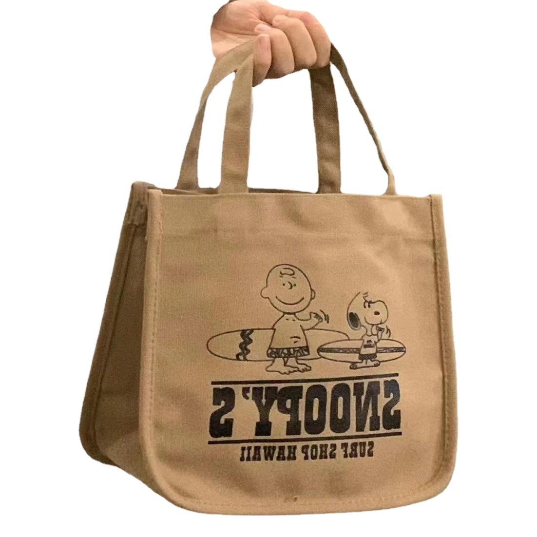 Moda de las mujeres pequeño Nuevo Snoopy bolsa de lona de dibujos animados portátil de gran capacidad bolsa de almacenamiento bolsa