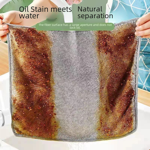 Bamboo Carbon Fiber Kitchen Lazy Towel Non-oil-sticking, Non-hair-loosing Dishwashing Cloth, Strong Oil Stain Removal, High Absorbency, Thick Scrub Cloth