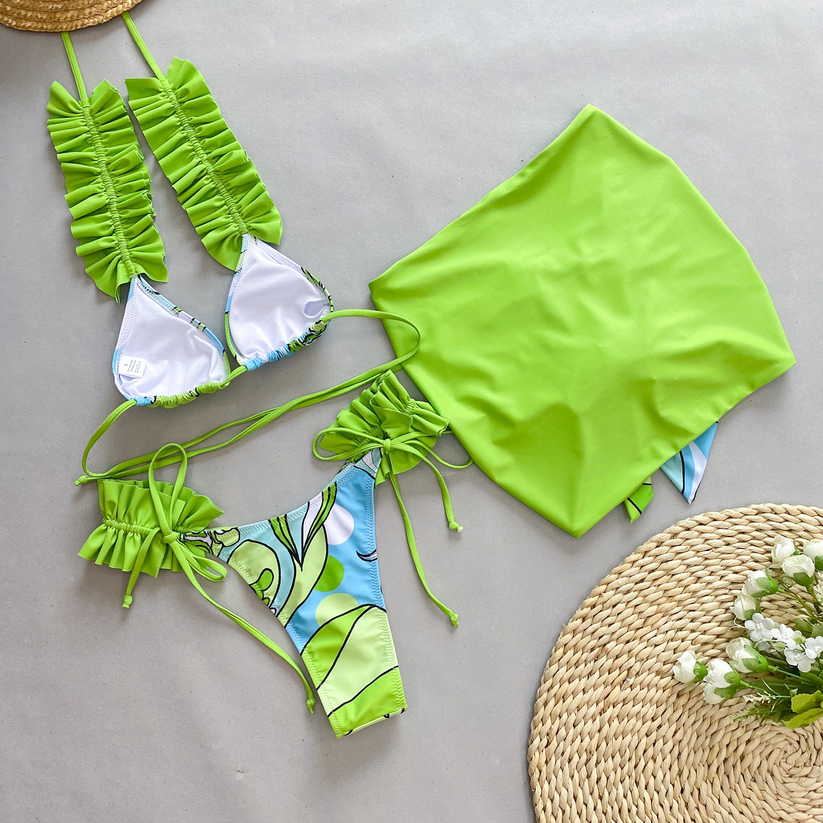 Solid Color Bikinis Nylon Swimwear display picture 9