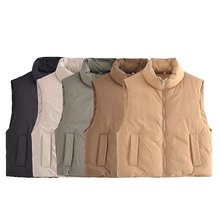 欧美外贸批发2025秋冬新款女装短款棉服背心上衣马甲女