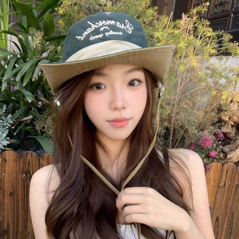 Spring summer travel climbing denim cap for men and women, American style, with embroidery, sun protection