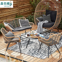 Outdoor Nordic sofa round bird's nest sofa lazy rattan chair leisure furniture resort courtyard balcony small table and chair