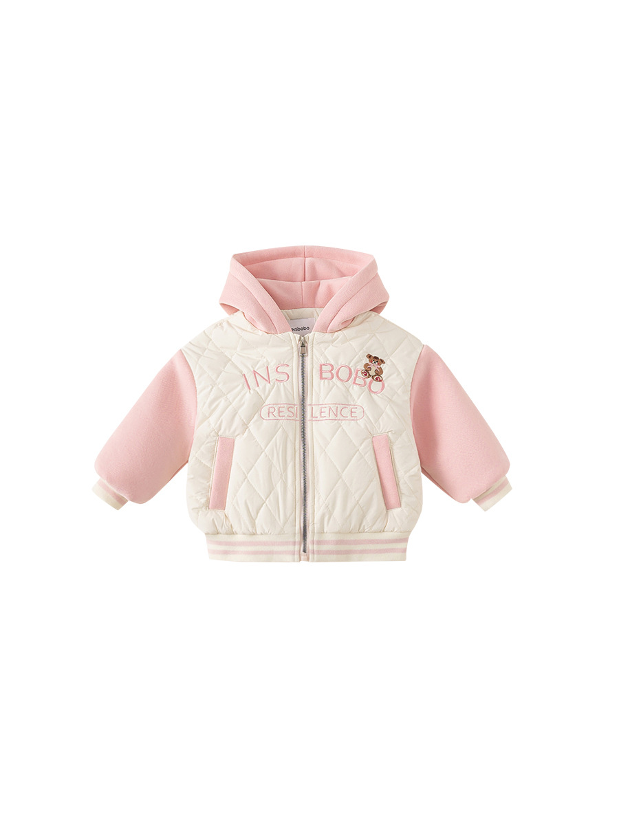 Youbao ropa para niños abrigo con capucha de invierno para niñas estilo occidental rosa bebé más chaqueta gruesa de terciopelo ropa de otoño e invierno para niños