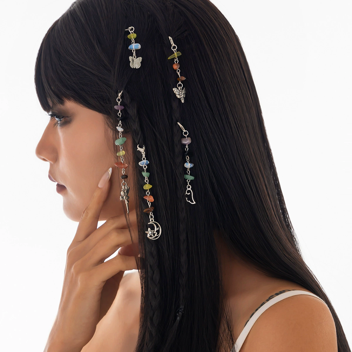 Европейский и американский трансграничный взрывной головной убор Многоэлементный комбинированный набор цепочек для волос с бахромами