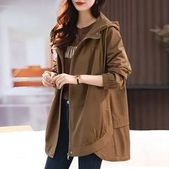 女装风衣女士2025春秋新款大码口袋显瘦休闲百搭中长款外套女笙陇