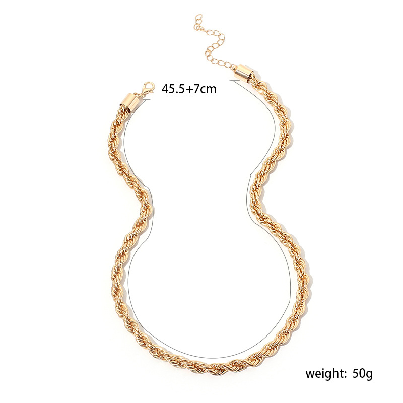 39g Weight Necklace Classification Wedding, Travel Occasion Women'S Gender Fashion Stacked Twist Alloy Necklace Bracelet Set Wholesale 2