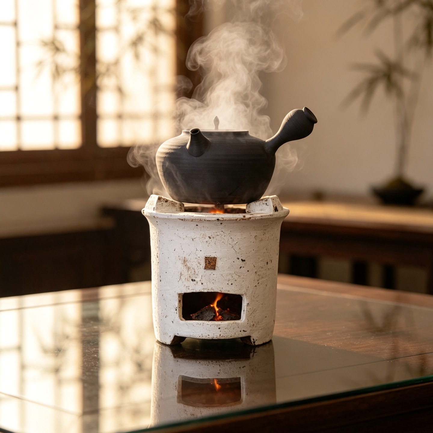 Pink-washed wabi-sabi style hand-painted figure painting, Chaoshan-style stove, charcoal stove, multi-use alcohol stove, tea warmer, home tea brewing stove