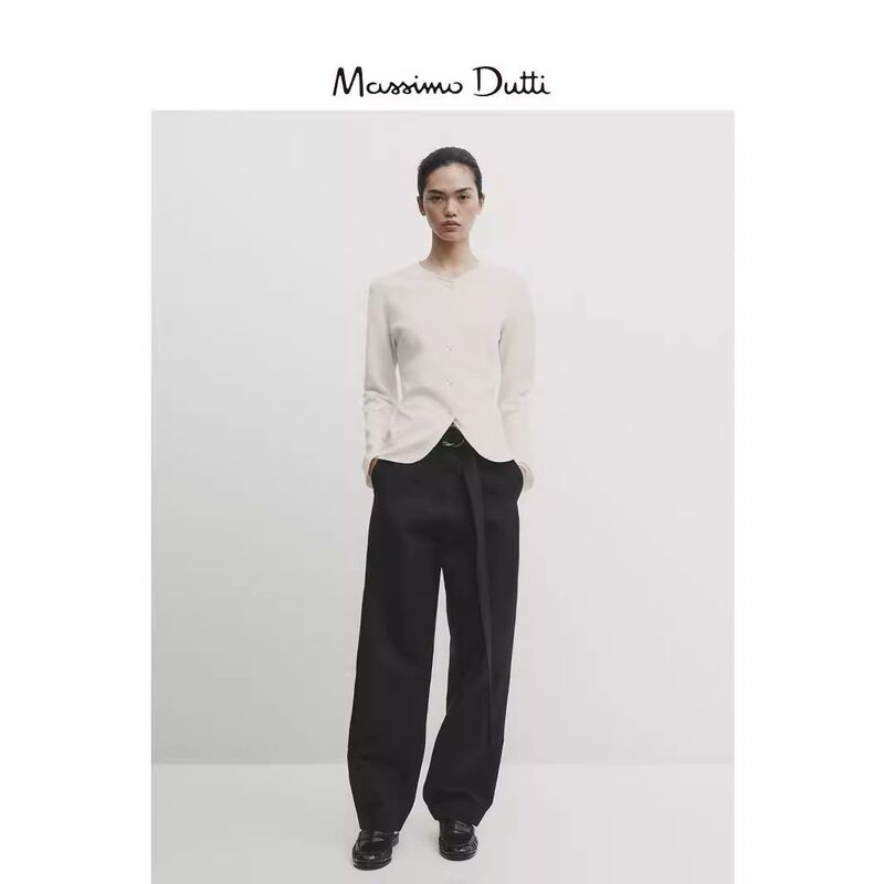 Spring New Style Massimo Dutti Women's Clothing 2026 New Chinese-Style Button-Decorated Off-White Shirt Slim-Fit Jacket