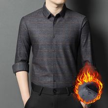 中年男士加绒衬衫2025秋冬季新款商务休闲免烫男式时尚衬衣长袖
