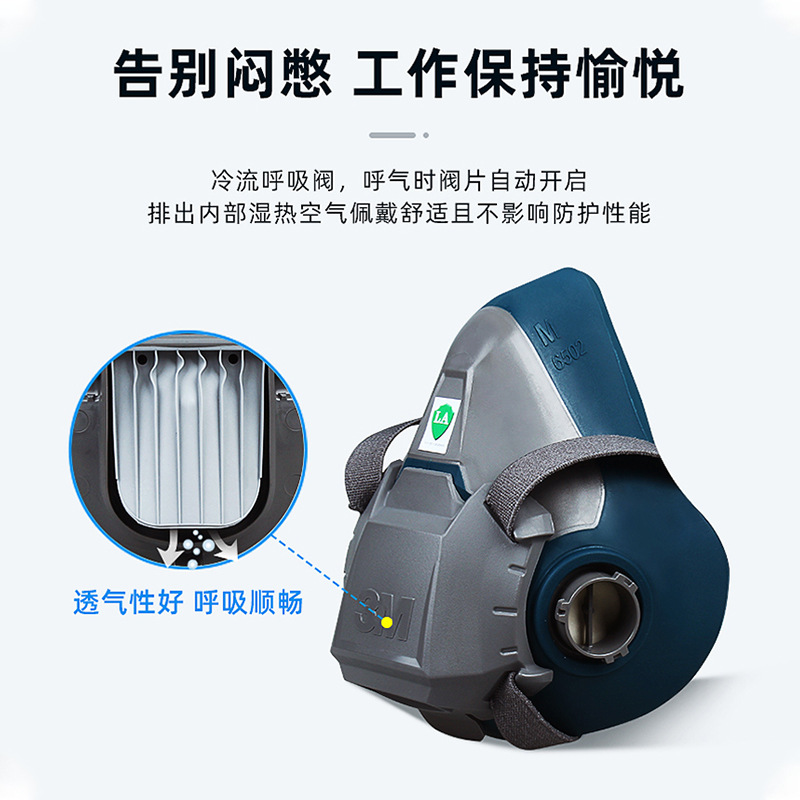 3M6502 industrial máscara de polvo pintura en aerosol pesticida máscara de gas Sola Media máscara al por mayor KN95 máscara protectora