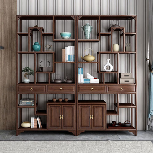 Solid wood Duobaoge Bogu rack display cabinet office bookshelf antique shelf fully equipped new Chinese tea storage rack