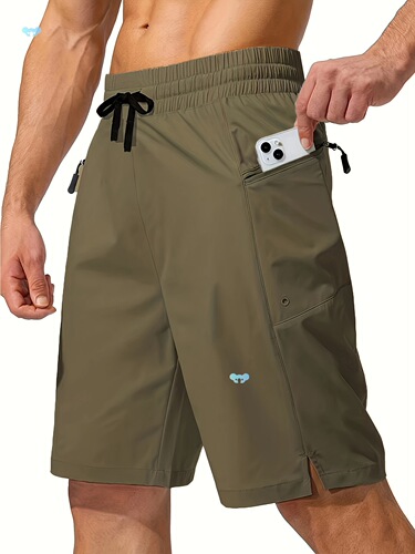 Men's Quick Drying Beach Shorts with Zipper Pockets and No