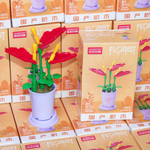 拼装植物积木儿童科教玩具创意办公室摆件拼插积木花朵5元百货