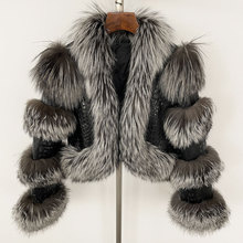 海宁真皮狐狸毛皮毛一体外套女短款冬季新款羽绒内胆皮草大衣外套