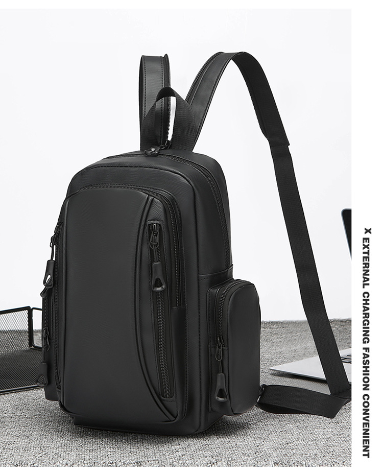 New business backpack, water-resistant, suitable for both shoulder and single shoulder, men's chest bag, cross-border Oxford fabric, men's computer backpack undefined