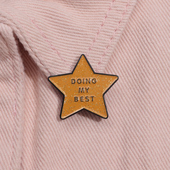 新款五角星造型勵志徽章DOING MY BEST英文字母加油胸針學生勳章