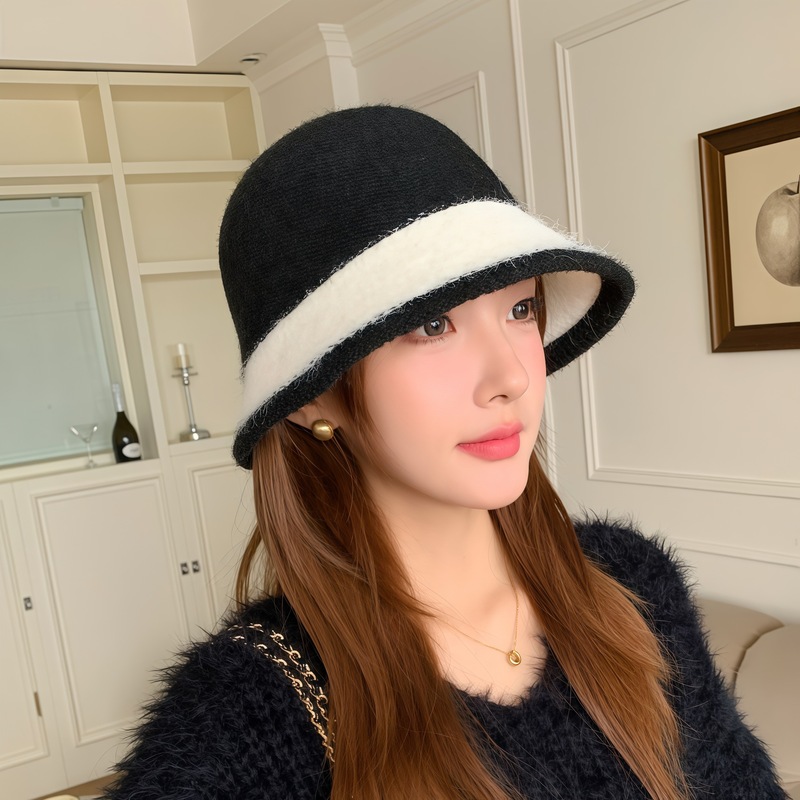 秋冬季韩版纯色针织包头帽百搭慵懒风套头帽子女显脸小护耳堆堆帽|undefined