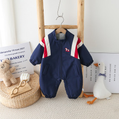 Baby Clothes for Spring and Autumn: Stylish Korean-Style Patchwork Jumpsuits – Newborn Baby Outdoor Windbreakers & Rompers