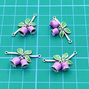 Foot silver 999 burning blue trumpet flower connector fashion luxury Morning Glory bracelet connector diy rope accessories