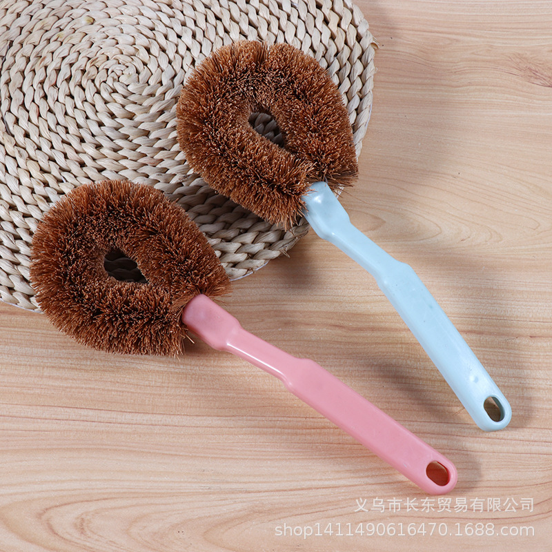 Coconut Palm Pot Brush Long Handle Pot Brush Artifact Does Not Stick to Oil and Does Not Damage the Pot Home Kitchen Cleaning Stove Pot and Bowl Coconut Palm Brush