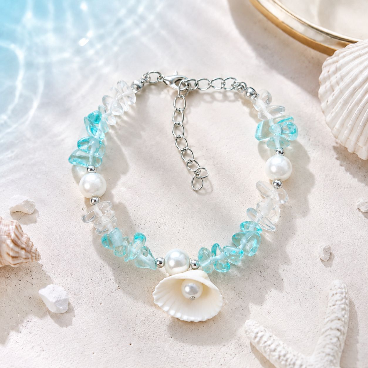 Concha natural, estrella de mar, caracola, pulsera tejida a mano, estilo oceánico, vacaciones en la playa, joyería de nicho para mujer, verano image 28