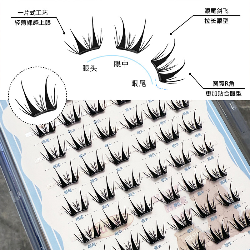 かわいいまつげ、接着剤不使用の鹿まつげ、小さな薄い鹿まつげ、厚いセグメント化されたフォトジェニックなデイリーコミック、軽くて薄いつけまつげ|undefined