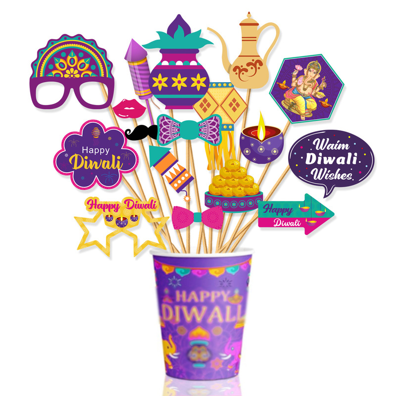 2025 Amazon New Indian Diwali Theme Decorative Hand-Held Signs Diwali Funny Photo Props Wholesale
